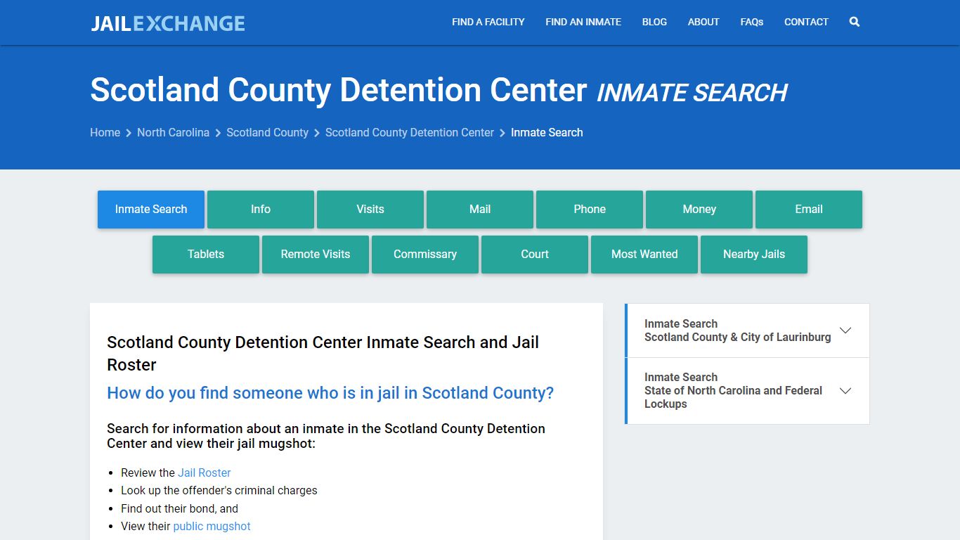 Scotland County Detention Center Inmate Search - Jail Exchange